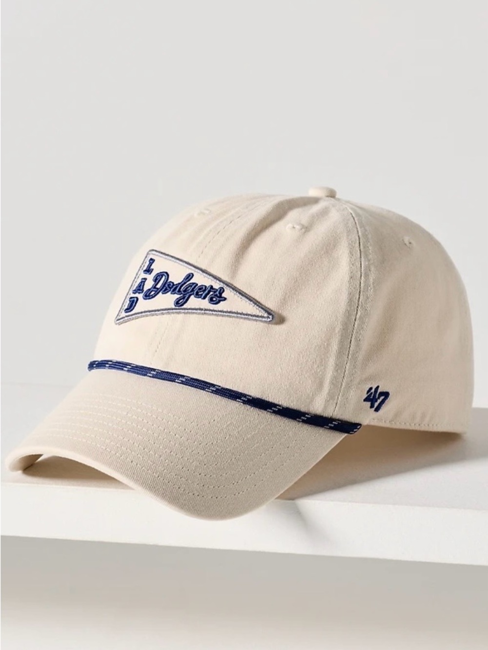 Anthropologie LA Dodgers Cream Baseball Cap with Navy Trim